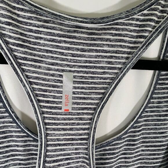 Zella Tank Top Women's Medium Grey Striped Round Neck Pullover Top - Picture 9 of 11